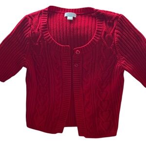 Christopher & Banks Red Cable Knit Cardigan